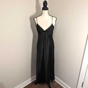 Satin and lace black long nightgown size L